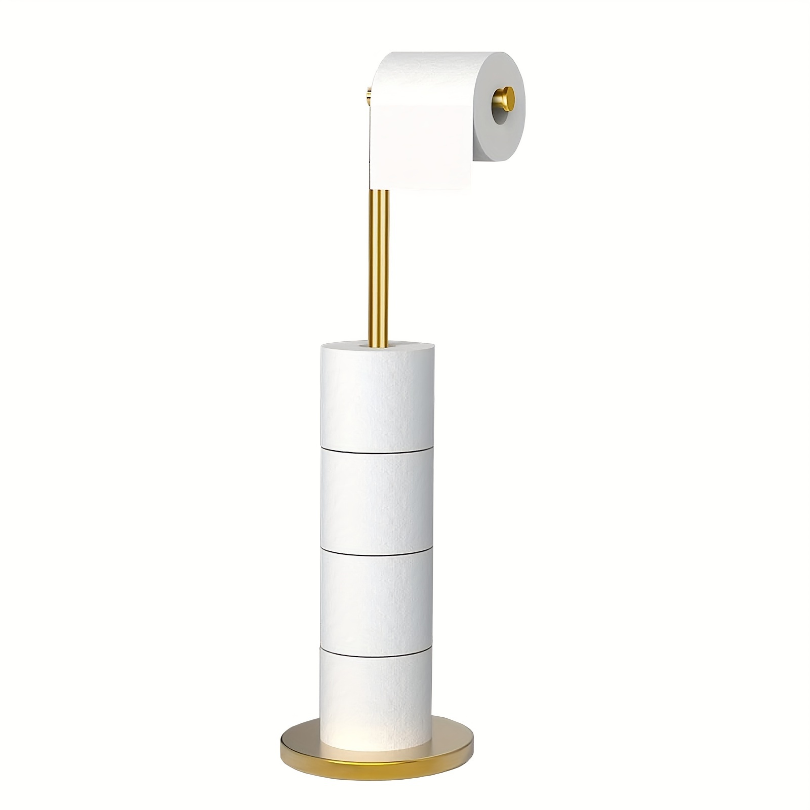 TEMU Stainless Steel Floor-standing Vertical Toilet Paper Holder Bathroom Floor-standing Toilet Paper Holder Without Punching Toilet Paper Holder
