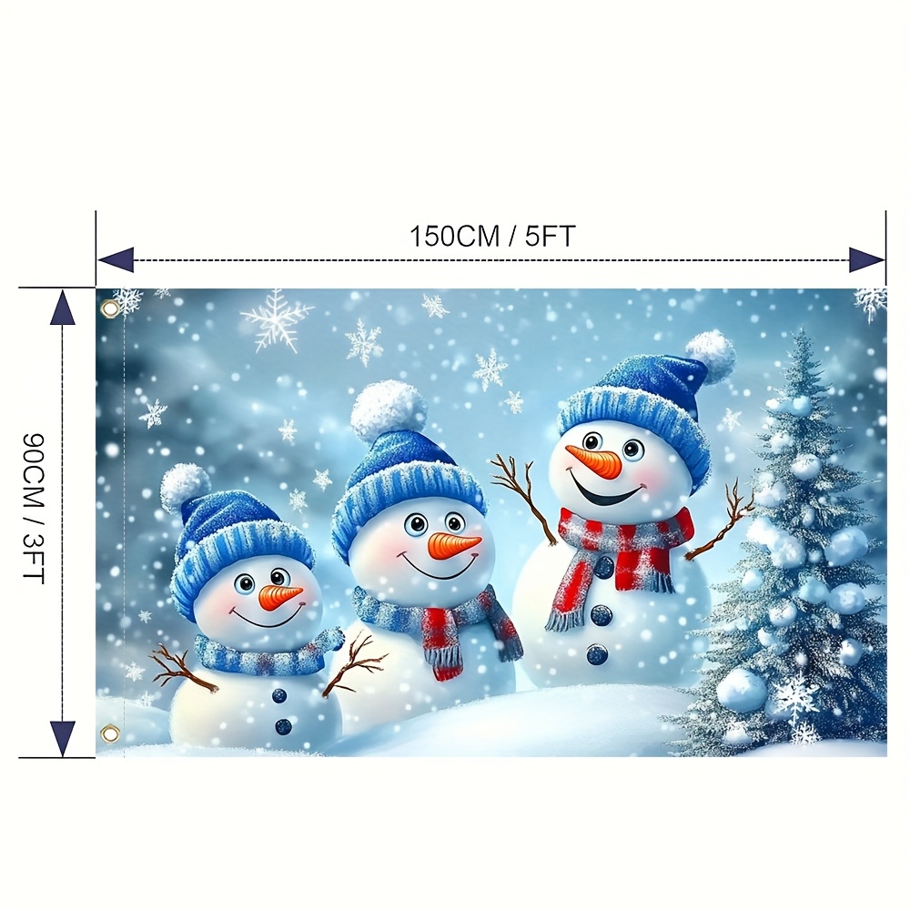 Image of 1pc, Yard Decoration Flag, Blue Snowman Garden, (no Electricity Needed) For Outdoor Yard Decoration For Holidays & Seasonal Celebrations