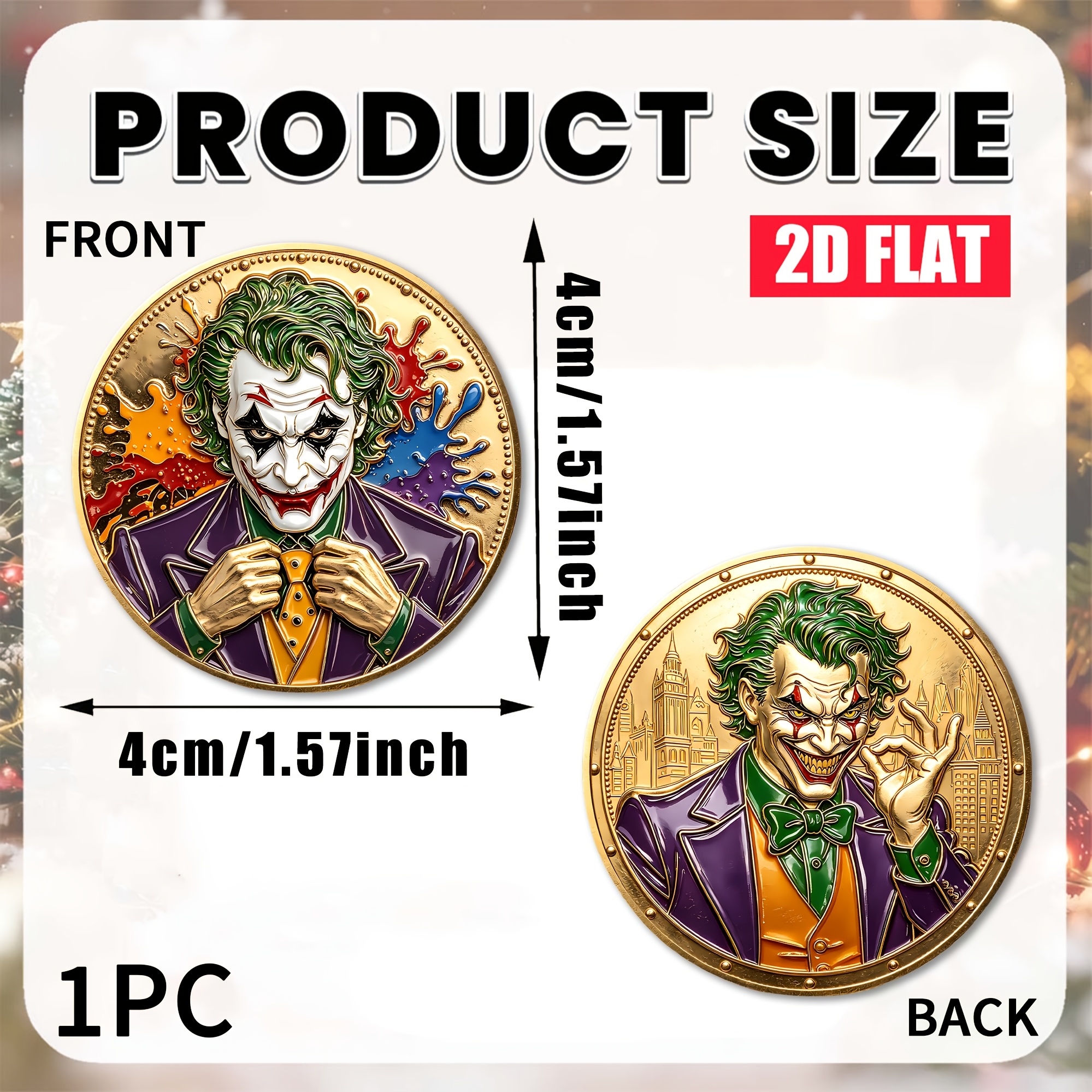 TEMU Replica Coin 1pc Wb Coin - Warner . Official Joker Collectible Double-sided Suitable For Birthdays, Christmas Gifts, Durable Iconic Joker Themed