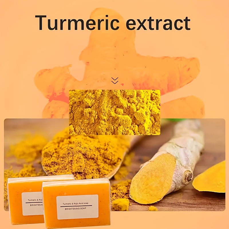 3pcs/6pcs Turmeric Kojic Acid Soap Set, All-in-One Cleansing and Care Handmade Soap, Rich Lather, Deep Cleansing, Includes Soap Net Bag