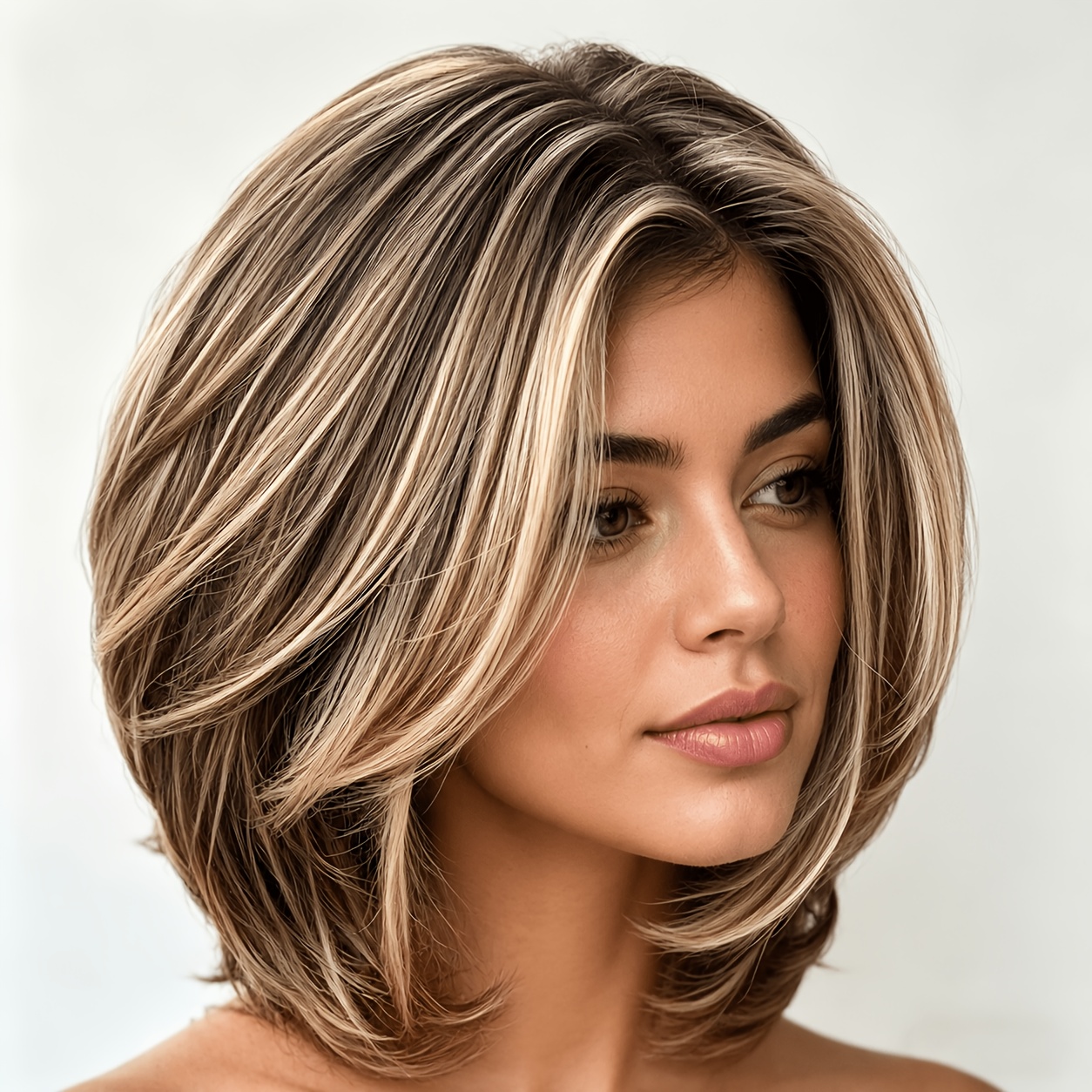 Timopol Human Hair Wigs.highlight Gradient P4/27 Straight Bob 4x4 Lace Brazilian Hair For Women Only. No Glue Required. Attached In 3 Seconds. Suitable For Daily Life And Parties Human Hair Wigs.