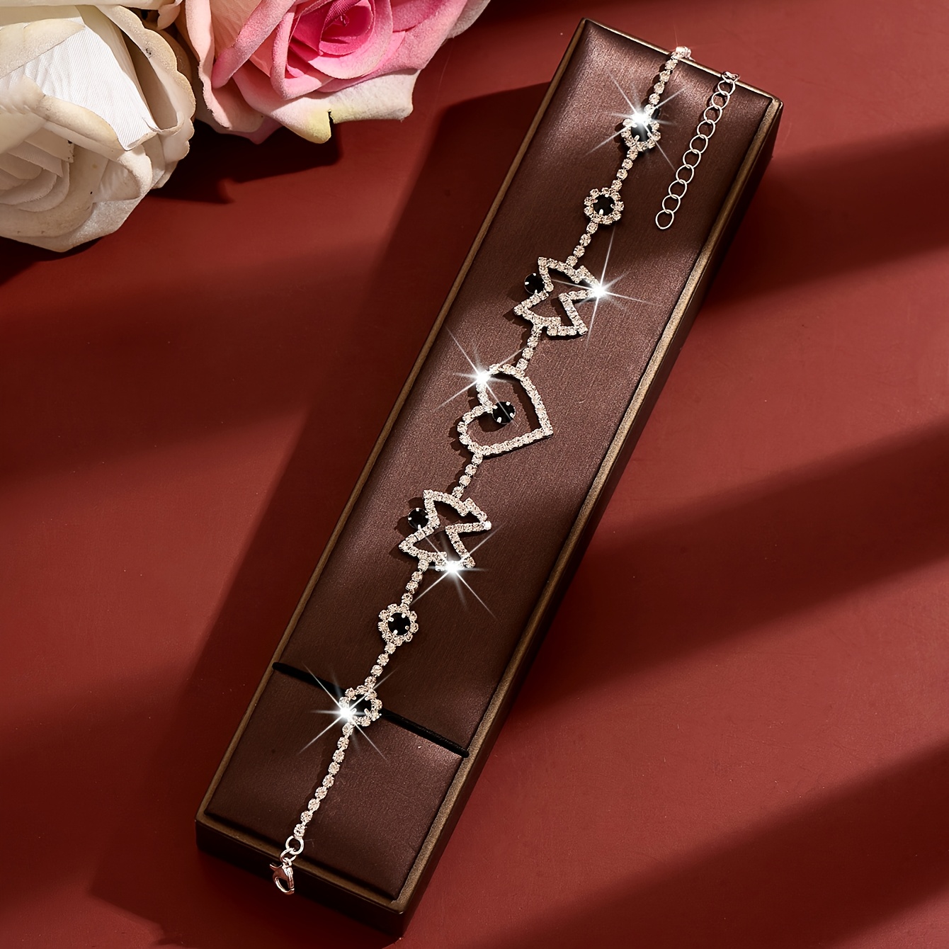 Rhinestone Heart & Butterfly Spliced Anklet, Gift for Parties