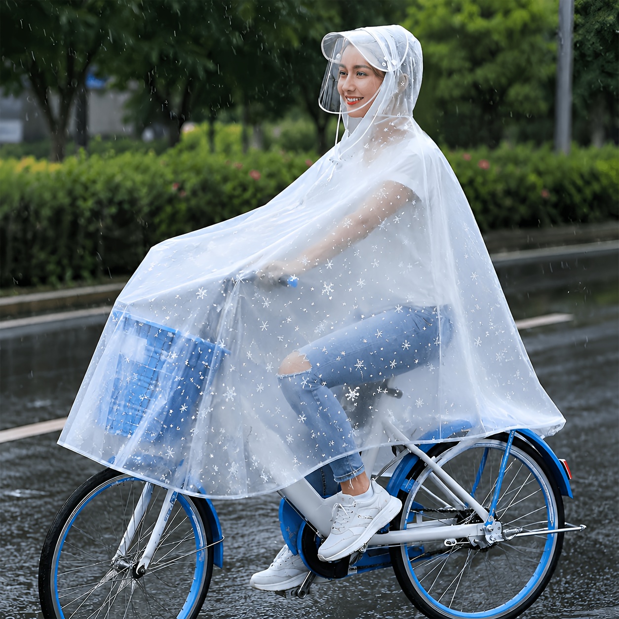 TEMU Impermeable Portátil para Mujer, Poncho de Lluvia para Bicicleta y Extra Grande con Diseño de Ala. de Material EVA Duradero y Reutilizable. para