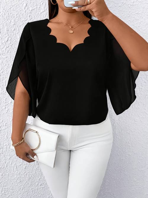 plus size plus size plus size womens casual lace collar chiffon sheer sleeve blouse