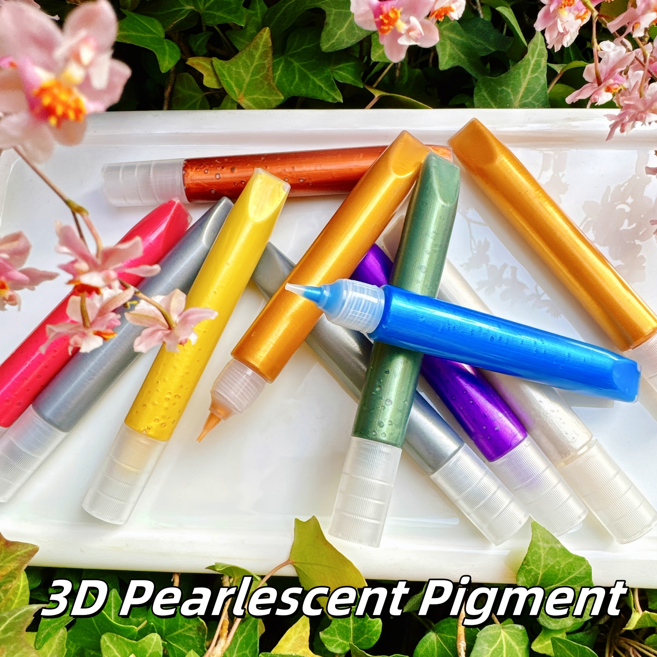 

3d Pearlescent Pigment Acrylic Tracing Pen, Metallic Utensil For Glass Painting, Glossy Hand Paint Strips, Calligraphy Pigment, Propylene Tube, Not Applicable Composition & Capacity