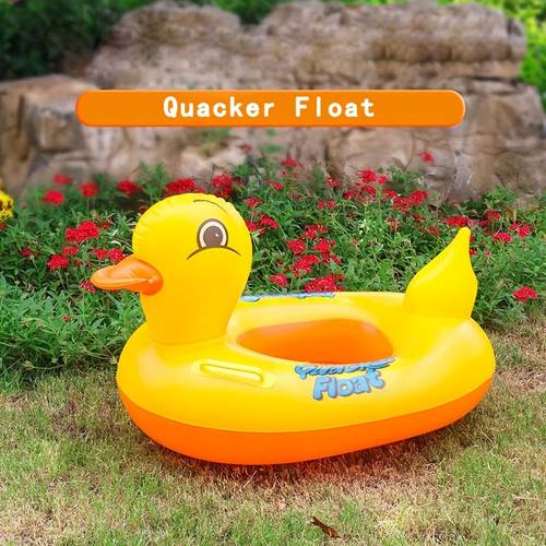 inflatable duck float for kids cute yellow pool float with 2 handles swimming ring ages 3 6 toy pvc beach pool floater