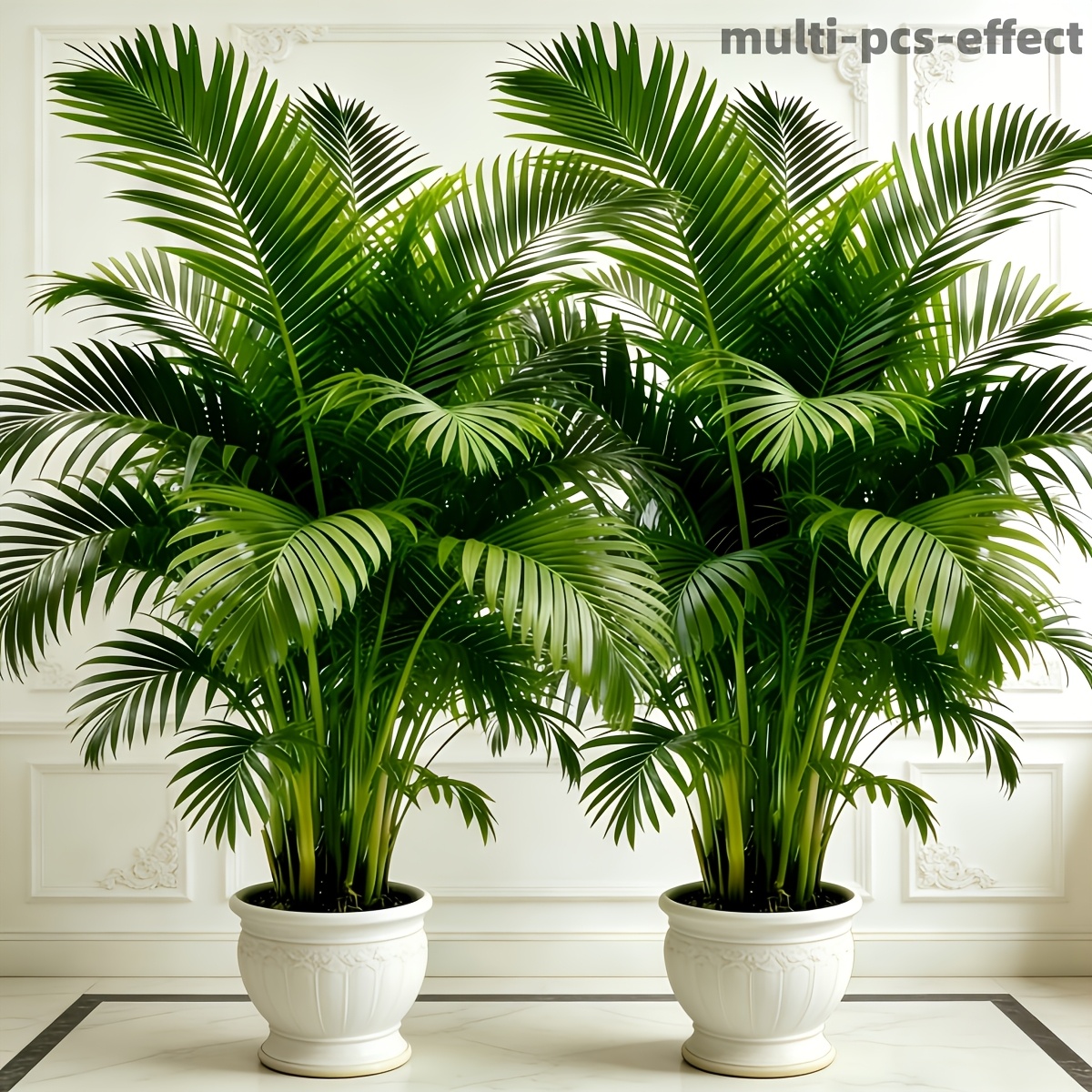 Palmera de simulación grande, diseñada para el estilo pastoral de primavera y verano, forma hermosa y hojas naturales, fácil para crear un ambiente de curación; adecuada para uso en interiores y exteriores, recreando la sensación de vacaciones campestres en escenarios al aire libre