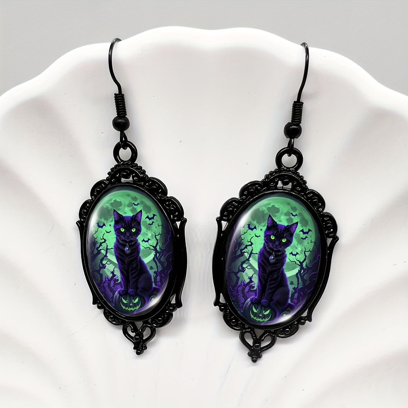 TEMU Pendientes Colgantes de Negro y Encaje Mujeres - Perfectos Halloween, y Atuendos Casuales