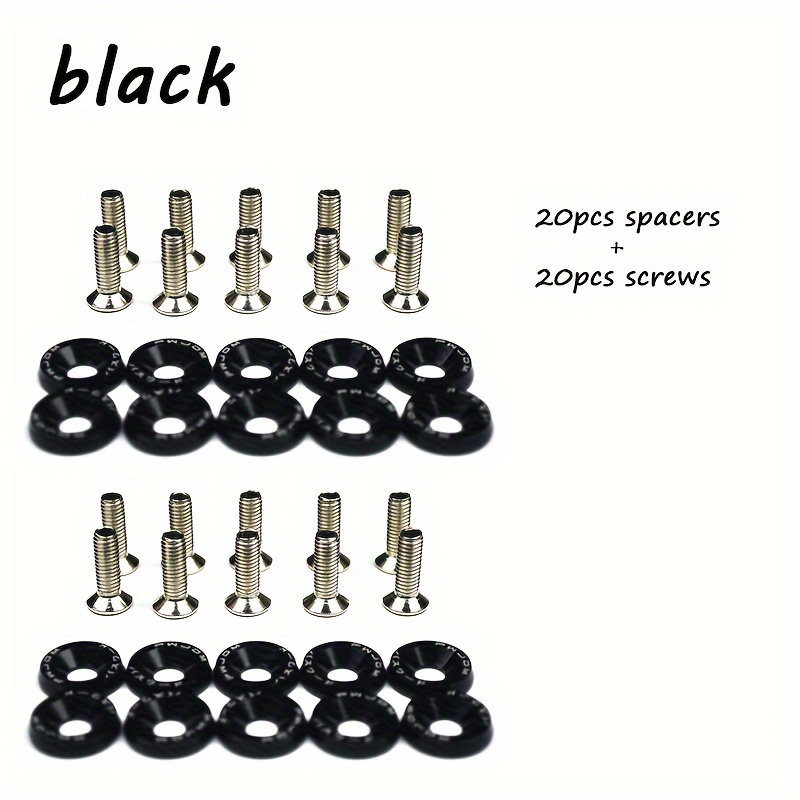 Image of 40pcs (20 Washers, 20 Screws) Car-style Modified Mudguard Washers, License Plate, Engine Bay Decoration Bolts, Car Decoration In Colors, License Plate Fasteners