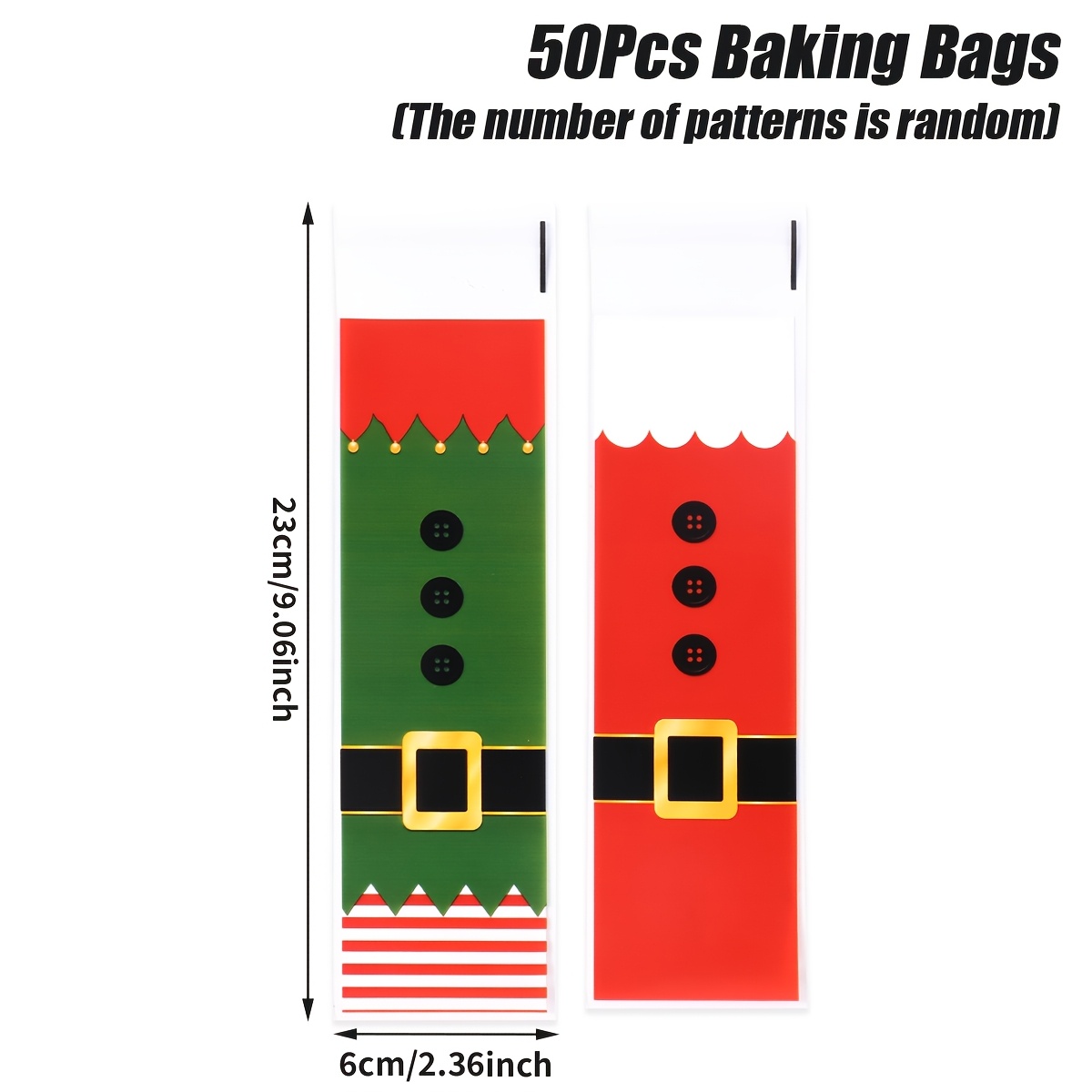 TEMU 50/100pcs, Christmas Themed Mixed Long Self Sealing Bag(random Style), Santa Claus Elf Dress Pattern Gift Packing Bags, Merry Christmas