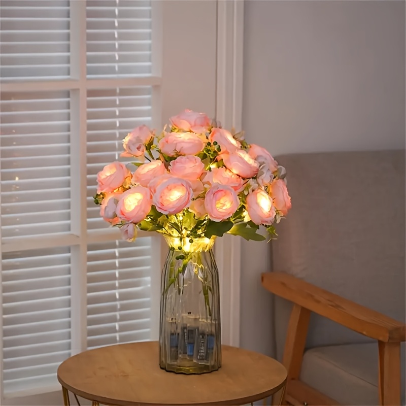 Image of 1pc Rose Bouquet Lamp Suitable For Home Decoration, Engagement, Wedding, Valentine&;s Day Festive Party Ambiance Decor Lamp, For Christmas, Halloween