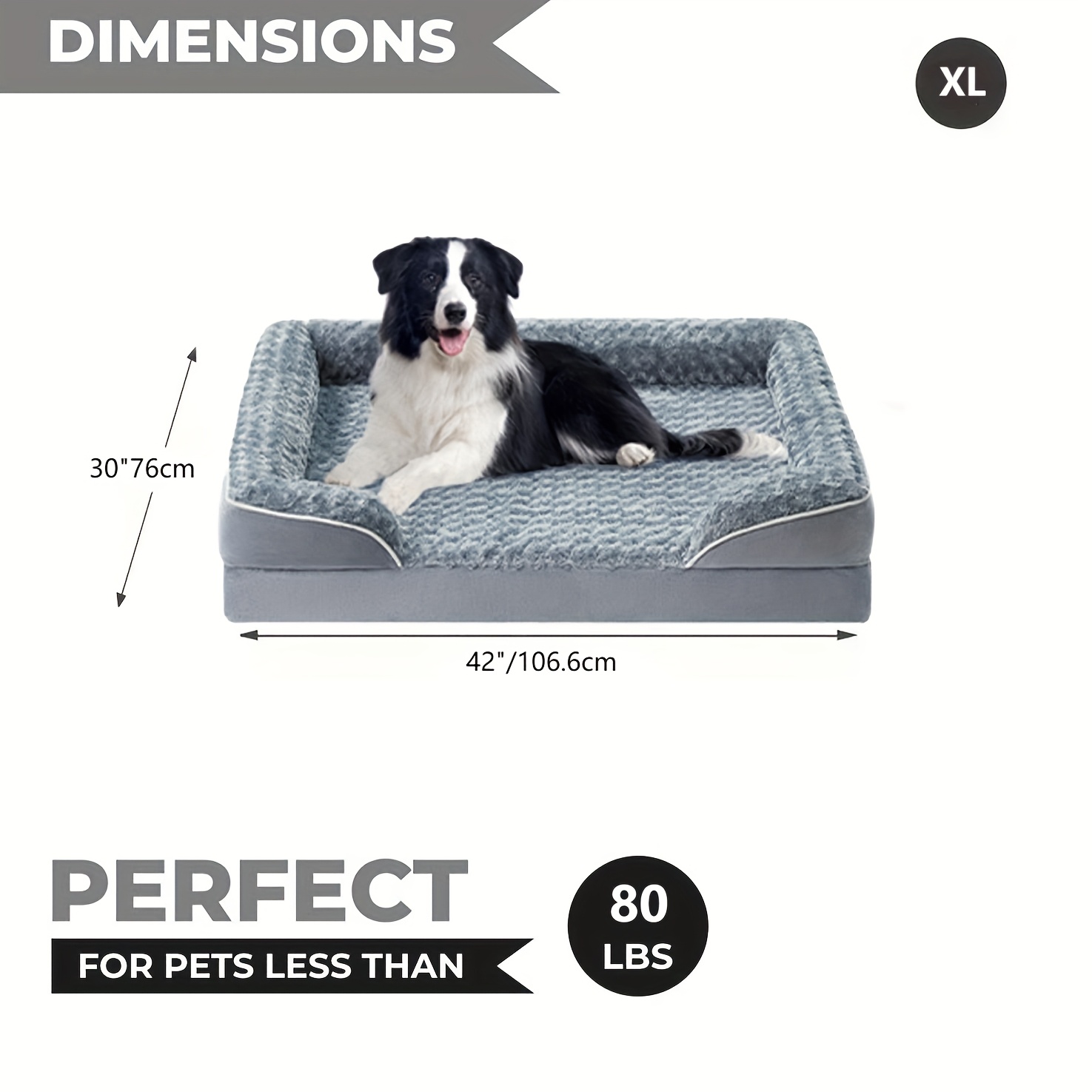 Dog Bed For Extra Large Dogs - Washable Enormous Bed, Comfortable Dog Couch Sofa With Removable Cover, Non-slip Bottom, Gray