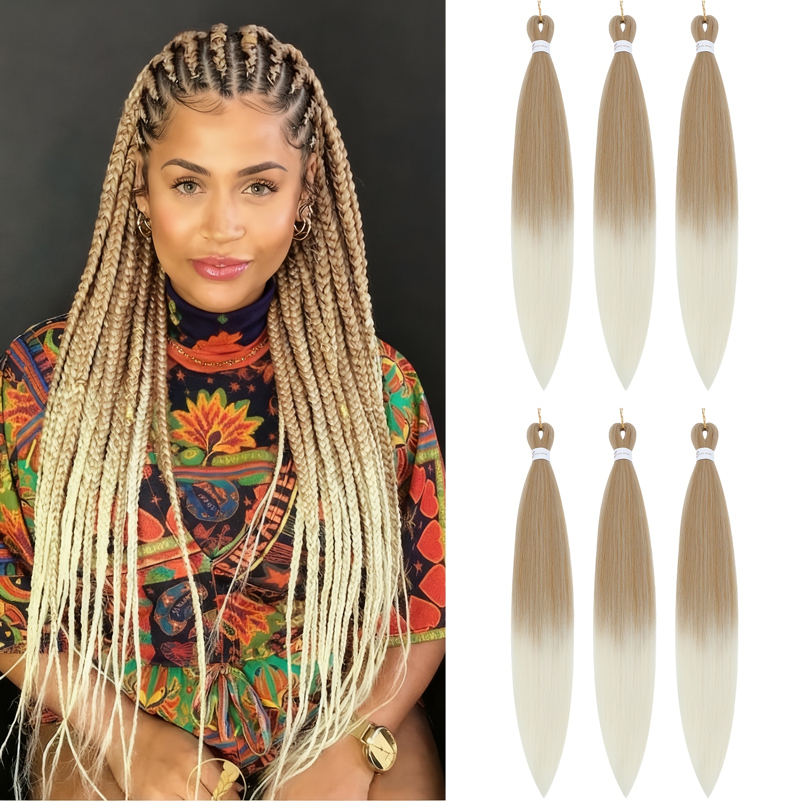 Image of 26in Blonde Braiding Hair Pre Stretched 613 Curly Braiding Hair For Boho Braids Wave Hypoallergenic Braids Hair Knotless