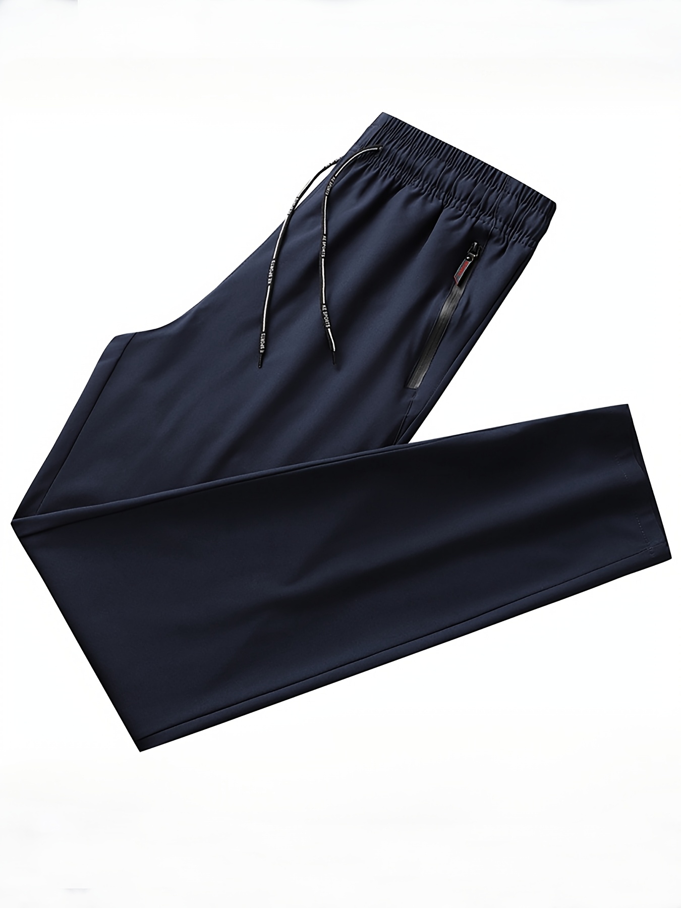 Men's Solid Track Pants With Zipper Pockets, Active Drawstring Pants For Outdoor Activities Gift