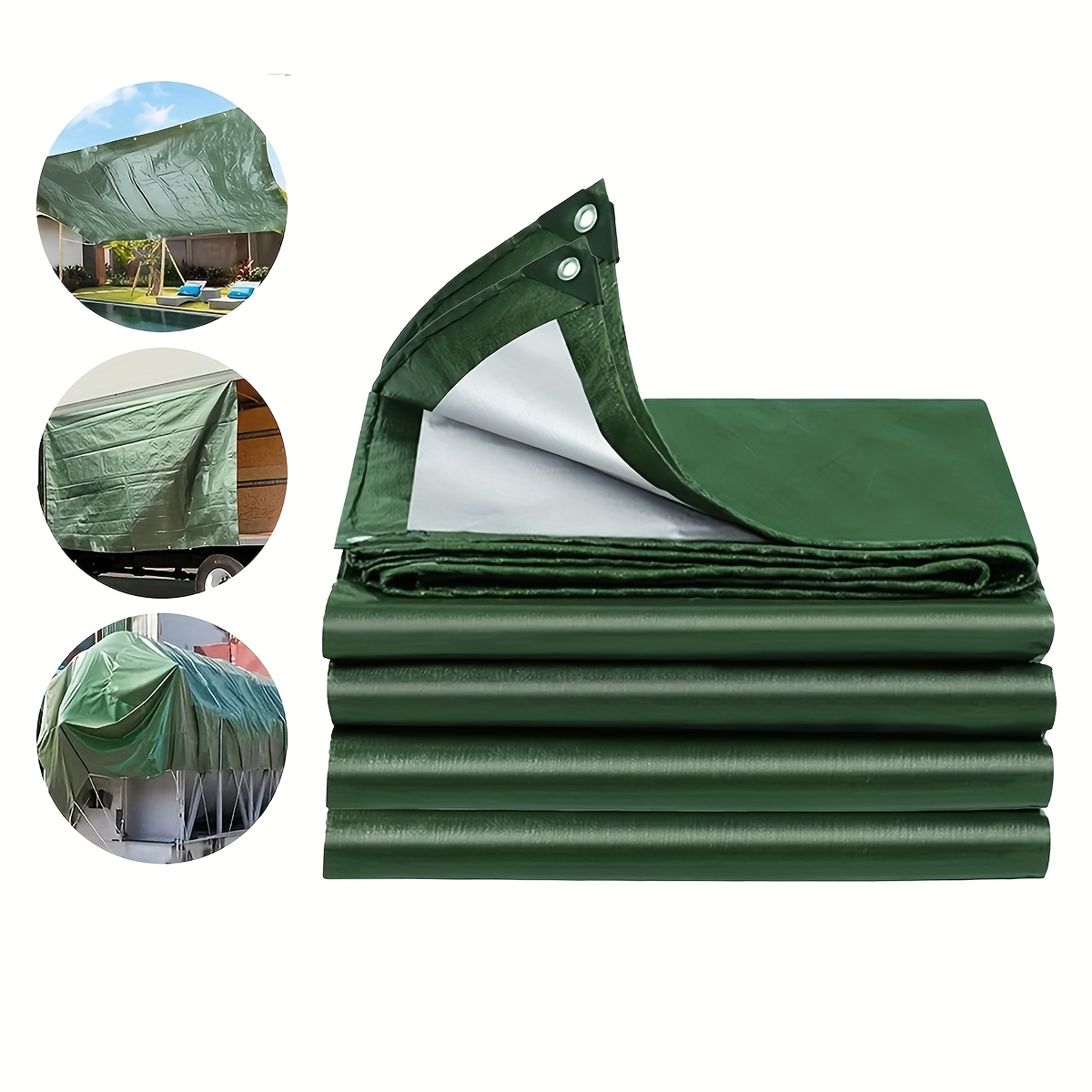 Outdoor Camping, Rooftops, Yards, Swimming Pools, Boats, And Garage Covers Are Suitable for Versatile Christmas Gifts. The Outdoor Awning Fabric Is in Green And Silver.