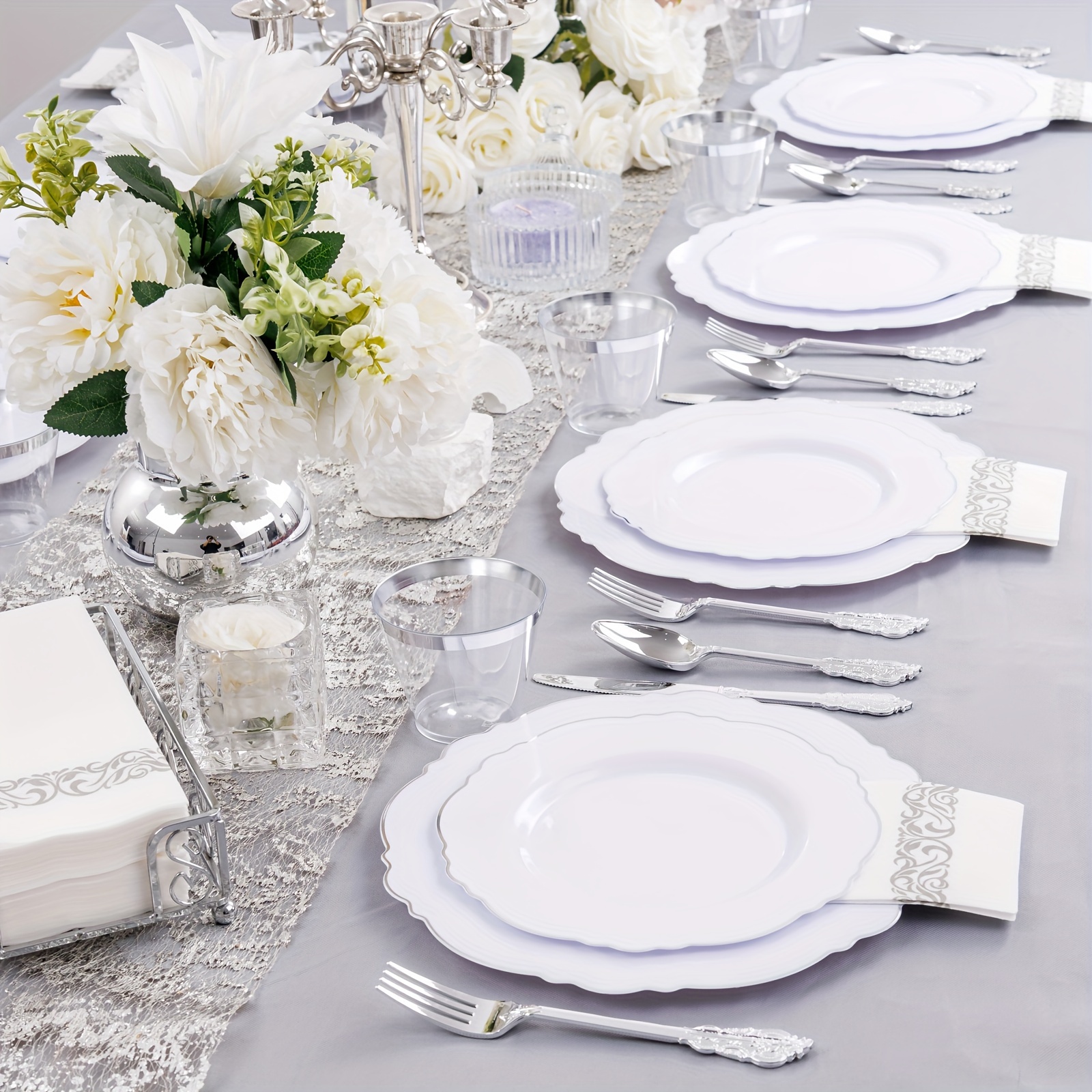 6/12/24/48/96pcs 13" Golden Charger Plates, Explosion Plate, Plastic Plate Chargers For Table Setting, Wedding Decor, Christmas Decoration
