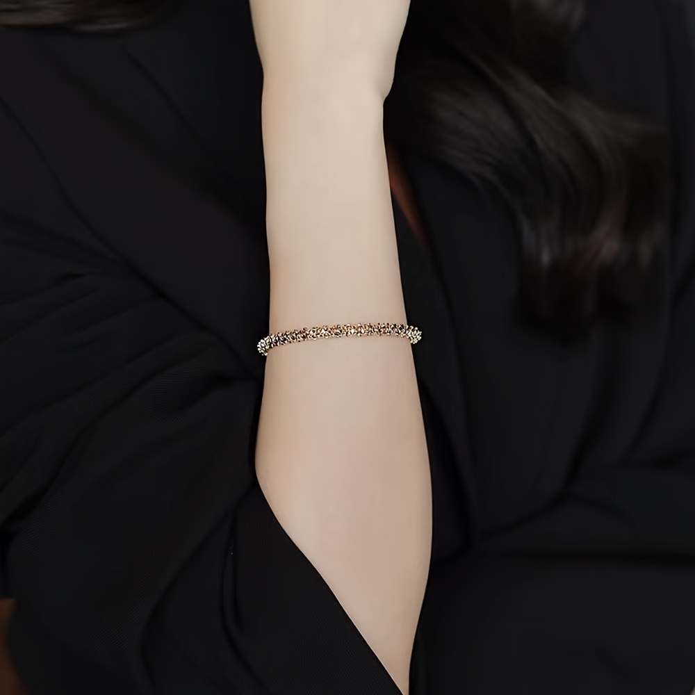 Golden Tone Bracelet for Women Minimalist Adjustable Open Cuff Bangle