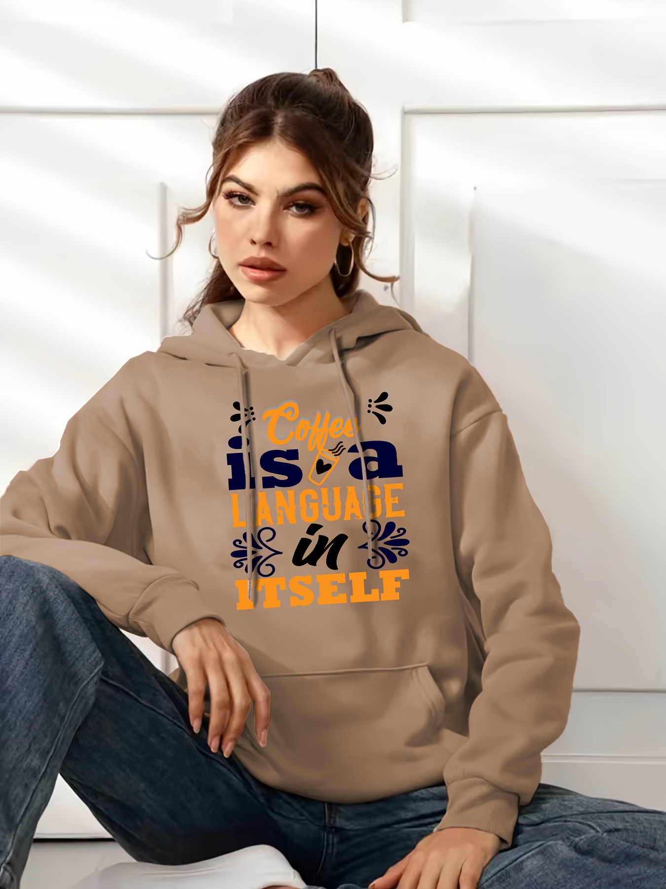 Los Angeles Oversized Hoodie For Girls - Trendy Letter Graphic, Fleece Pullover For Fall & Winter