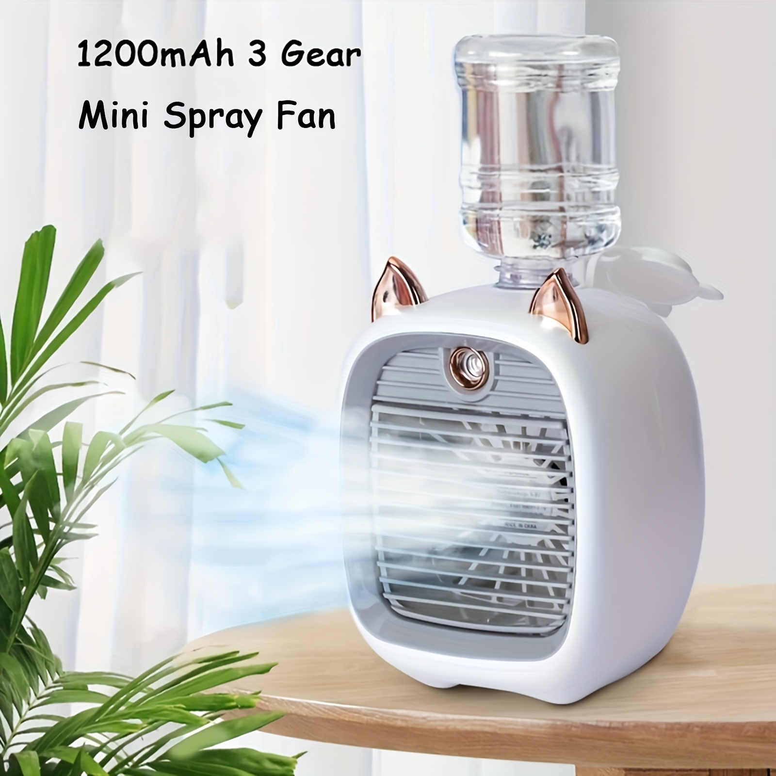 

Portable Mini Air Conditioner Fan Electric Fan Desk Misting 1200mah 3 Gear Air Conditioner Water Cooling Fan Usb Type-c Charging Spray Humidifier Fan Home Birthday Gifts Christmas Gifts