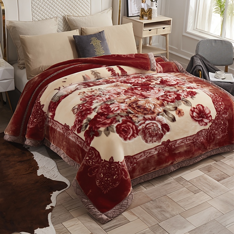 1pc winter essential double layer thickened   flannel blanket windproof breathable double sided for dual use offers superior   light beige     edge binding for   its versatile thick cover for bedding Product details 3