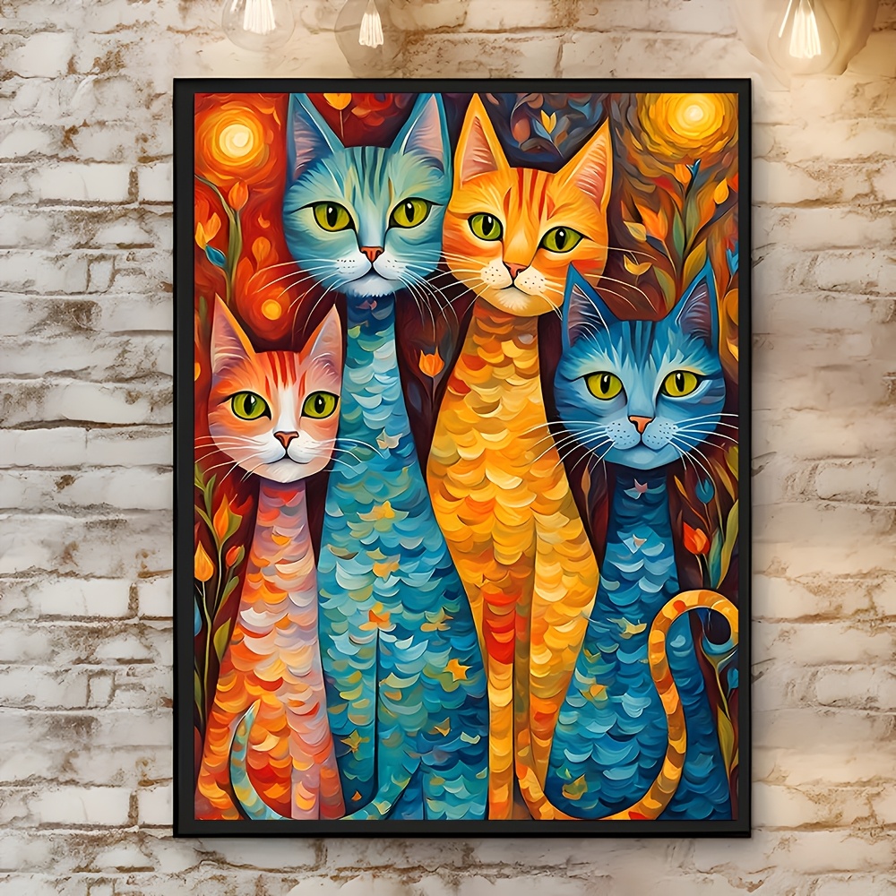 

Room Decor Cute Cats Canvas Painting - Included - Oil Painting - Wall Art Decoration For Living Room, Bedroom, Dining Room, Garage, Office, Cafe, Bar, 12x16in/30x40cm