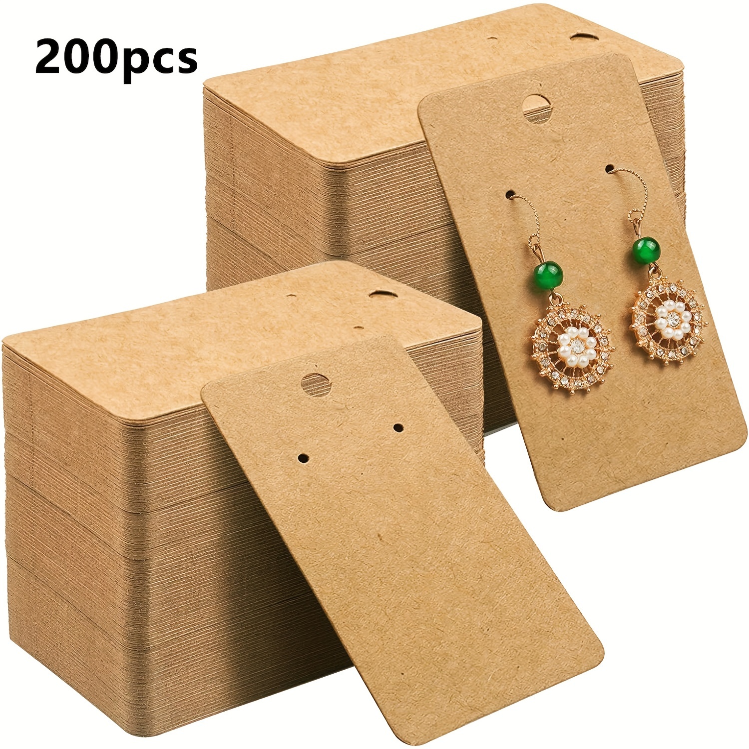 TEMU 200-pack Paper Earring Display Cards - Diy Studs & Dangle Earrings Holders, Jewelry Display Tags, 3.5 X 2 Inches, No Power Supply Needed, Beading & Jewelry Making Packaging Supplies