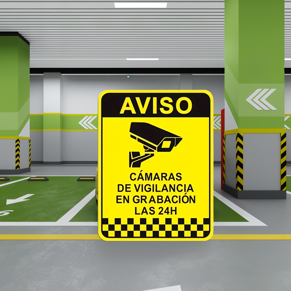 

6pcs Spanish 24/7 Surveillance Signs - Adhesive, Indoor Security Alert Stickers For Home, Office & Parking Lots, , Design, 5.9" X 8.3, Camera , Cctv Safety