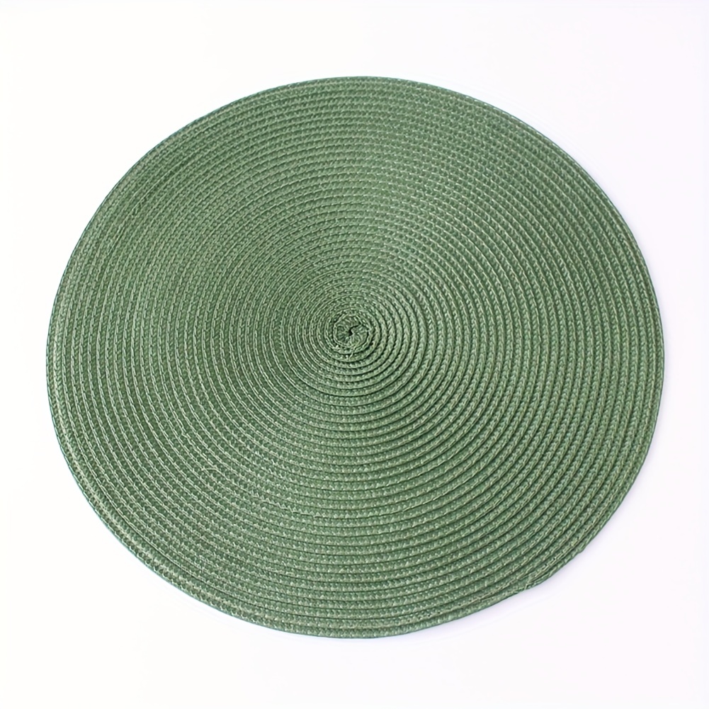 

Round Hand-woven Placemat - Heat Insulation, Non-slip, Polypropylene & Pet Material - 1pc - For Hotel, Western Food, Dining Table Use