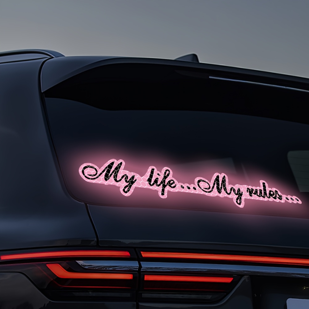 1pc My Life Sticker For Cars - 23.6" Reflective Waterproof Vinyl Sticker Decal For Car Rear Window, Bumper, Car Body Car Accessory Decoration Night Safety Sign