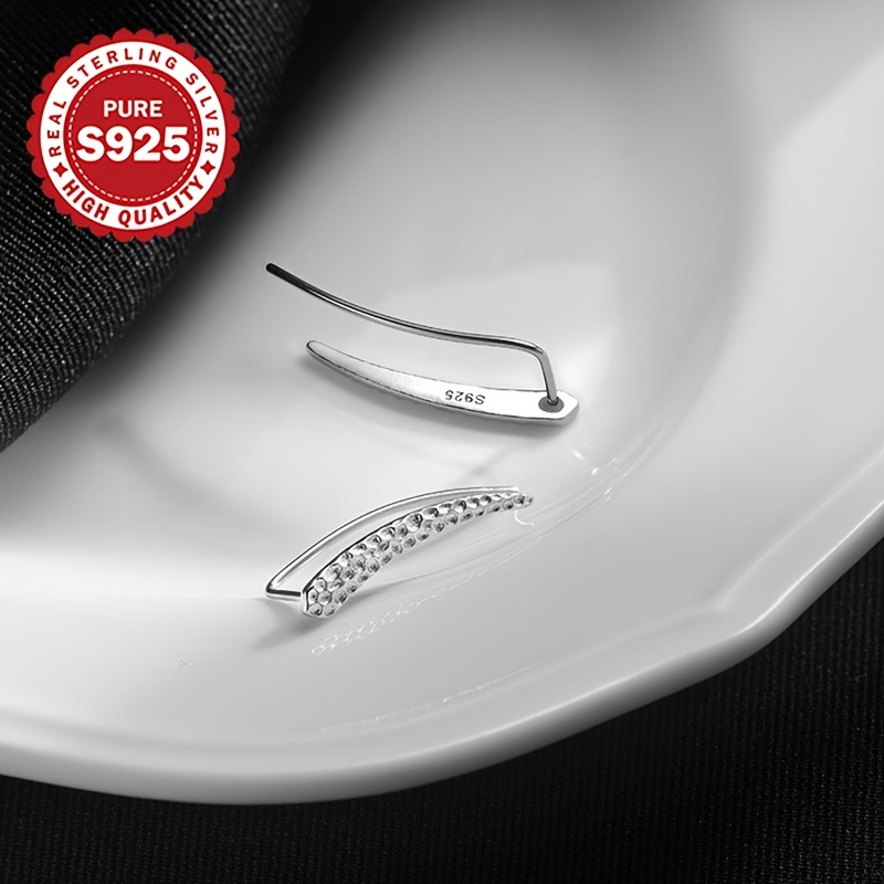 S925 Sterling Silver Long U-Shaped Stud Earrings for Women