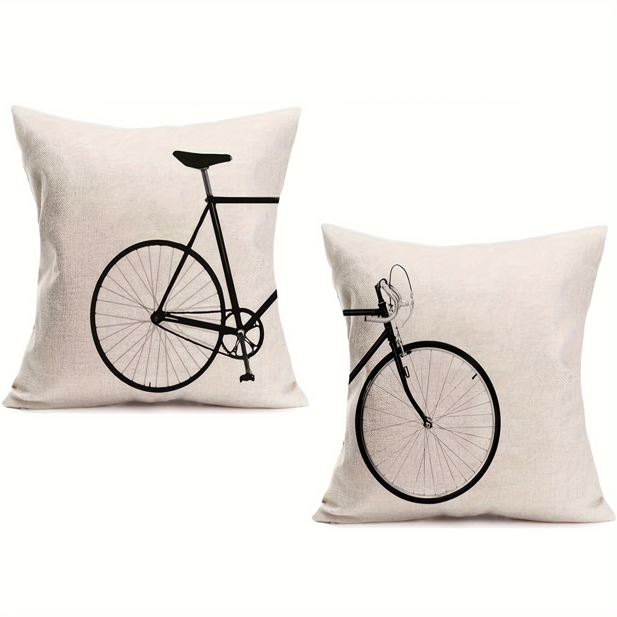 

Set Of 2 Bicycle Short plush decor 18x18 inch Throw Pillow Cover, No Pillow , Square Retro Bike Cushion Cover Outdoor Decor Home Sofa Couch Bedroom