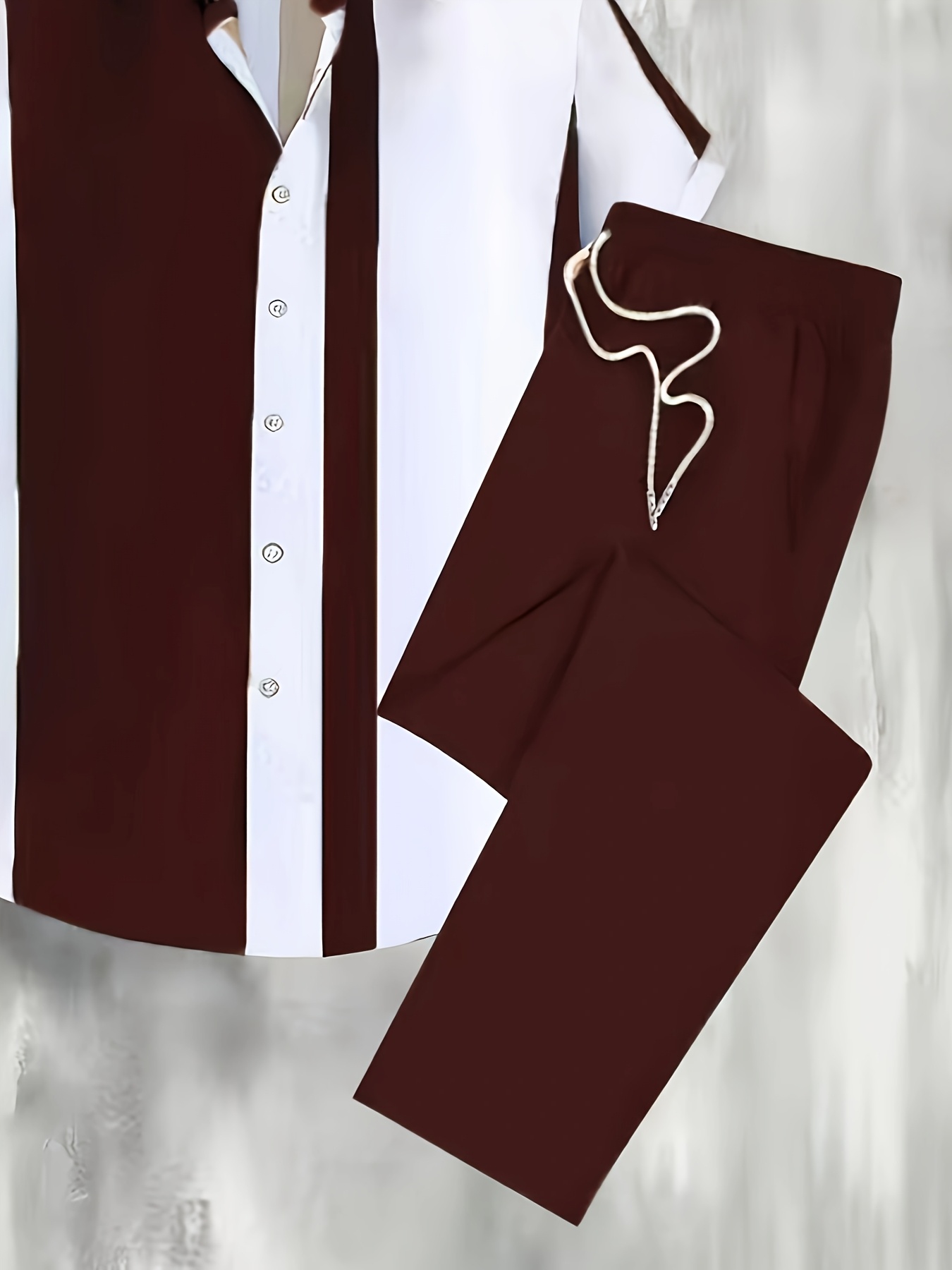 Digital Print Men's Casual Sport Cardigan Button Short Sleeve and Long Pants Set