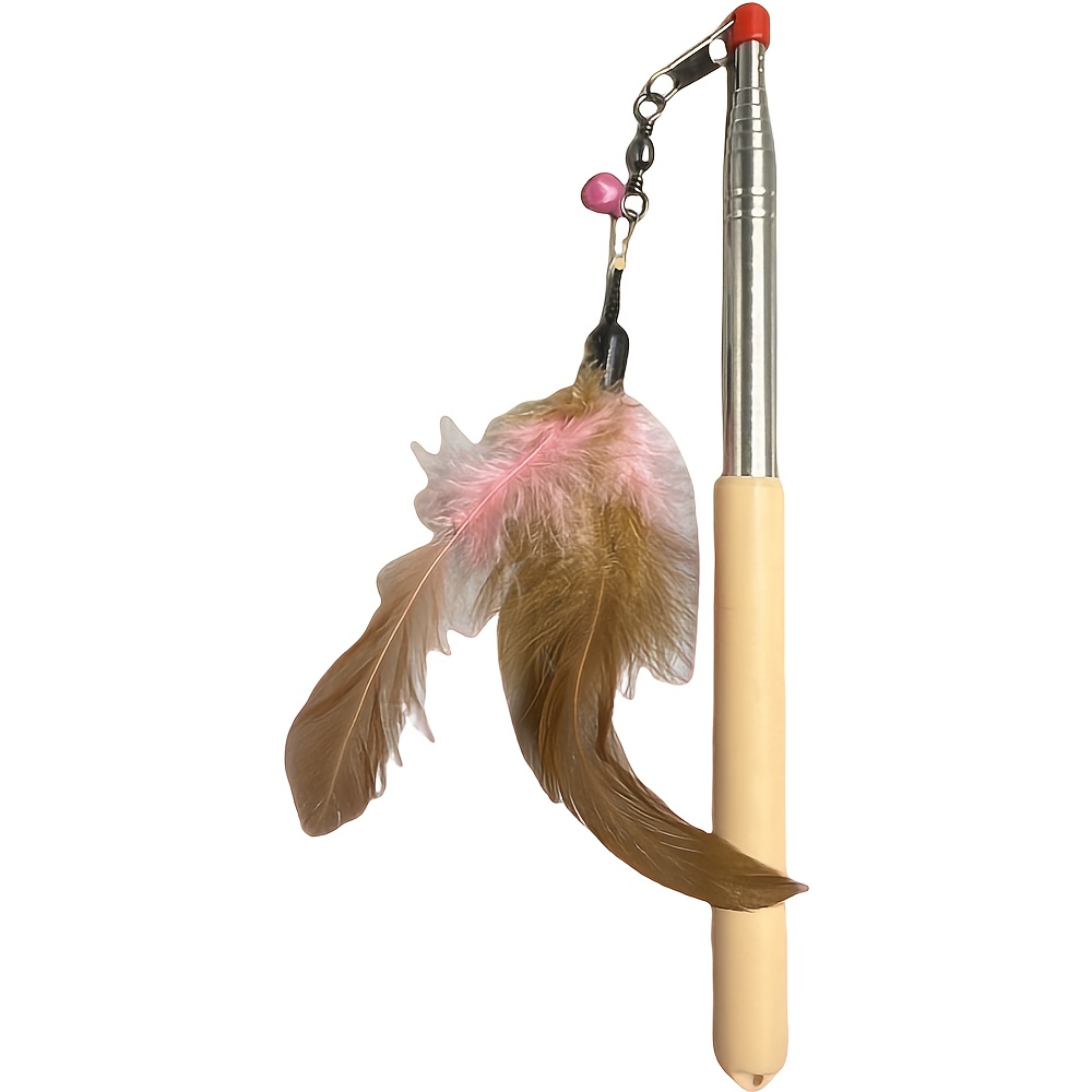 TEMU Varita retráctil para gatos con campana y pluma, juguete aleatorio de 1 pieza para la interacción y el , sin batería