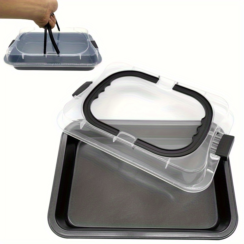 

1 Set, Rectangular Wide Handle Cake Pan With Cover, Indoor Outdoor Baking Cooking Tool For Chicken Pizza