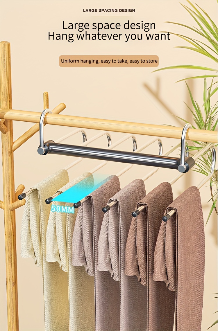 1pc space saving folding pants rack   stainless   multi functional with seamless non slip design   drying storage of jeans and clothes details 0