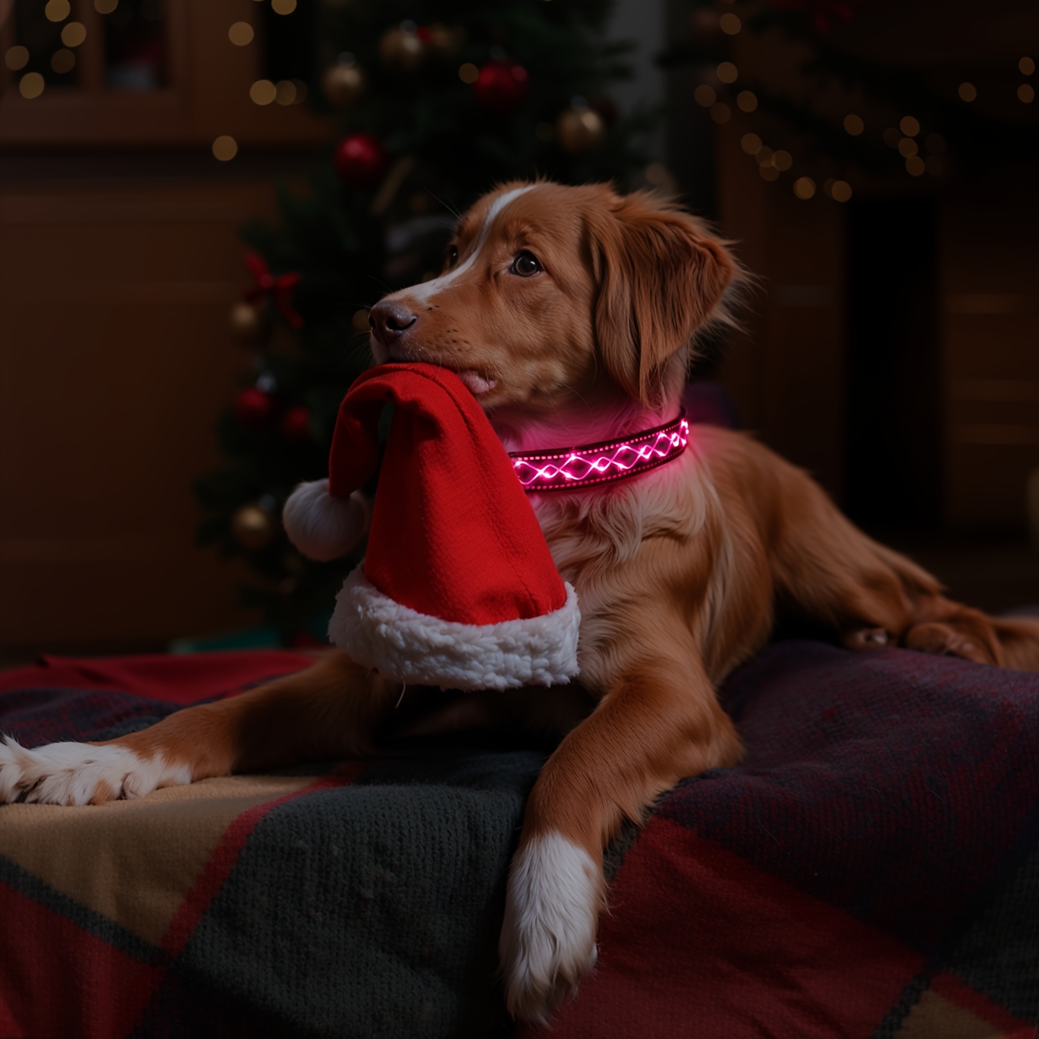 Rechargeable LED Dog Collar Set with Decorative Pet Bell