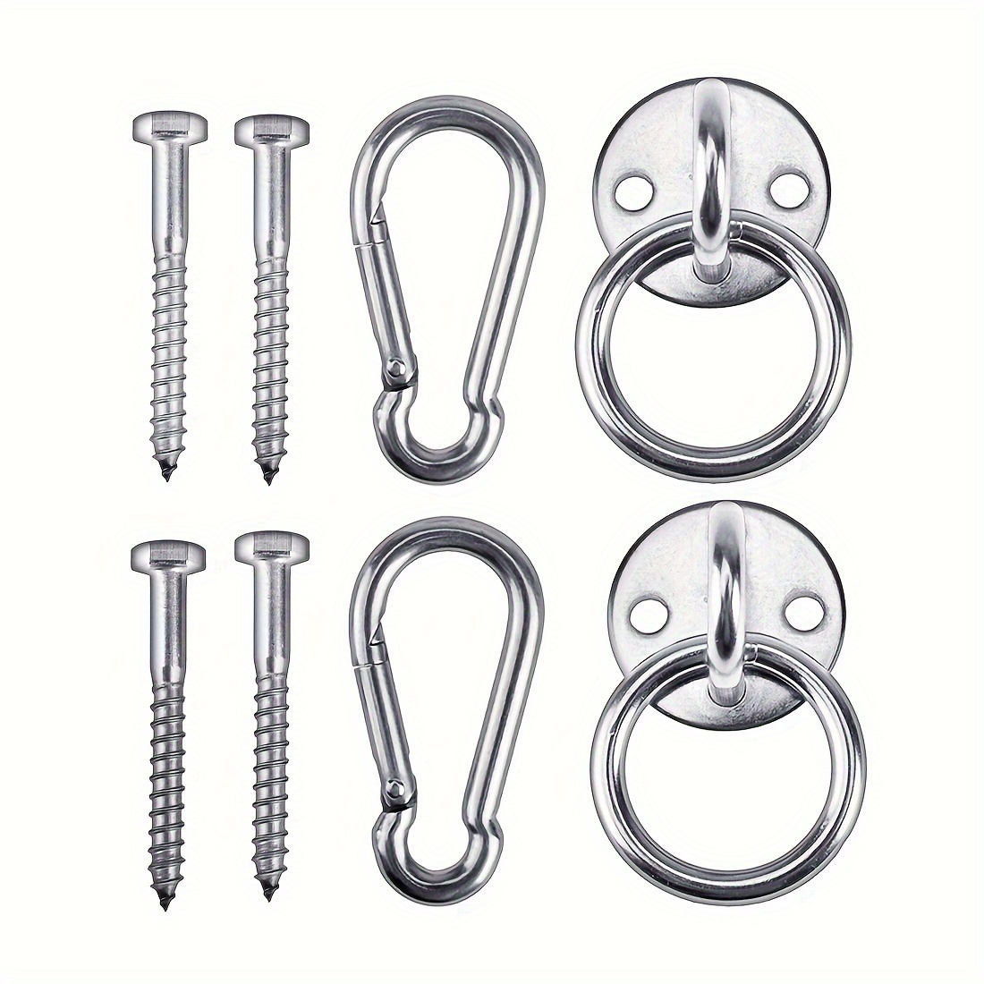 TEMU 1 Kit de pour hamac en acier inoxydable 304 - Plaques de rondes, mousquetons à ressort, vis à tire- pour hamac, suspendue, sac de - Accessoires