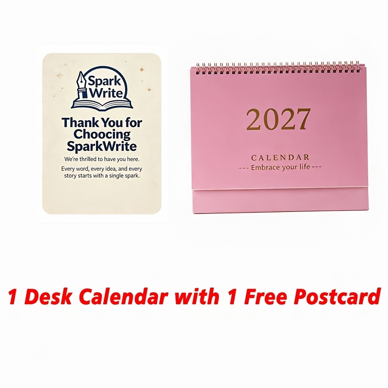 TEMU 2027 Desktop Calendar - Monthly, Medium Size Table Calendar, Upright 2027 Desktop Calendar, 16 Pages Thick Coated Paper, Lettering Cover, Stable