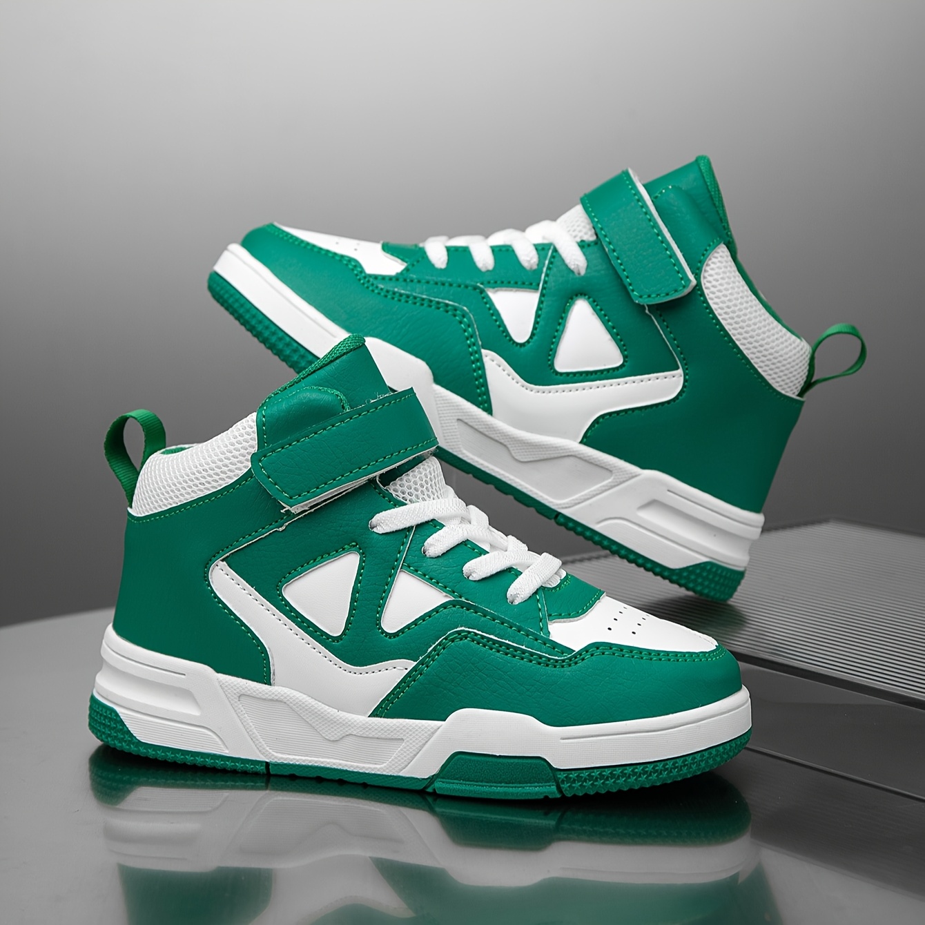 Boys' High-Top Geometric Color-Block Sneakers - Fashionable All... product image 5