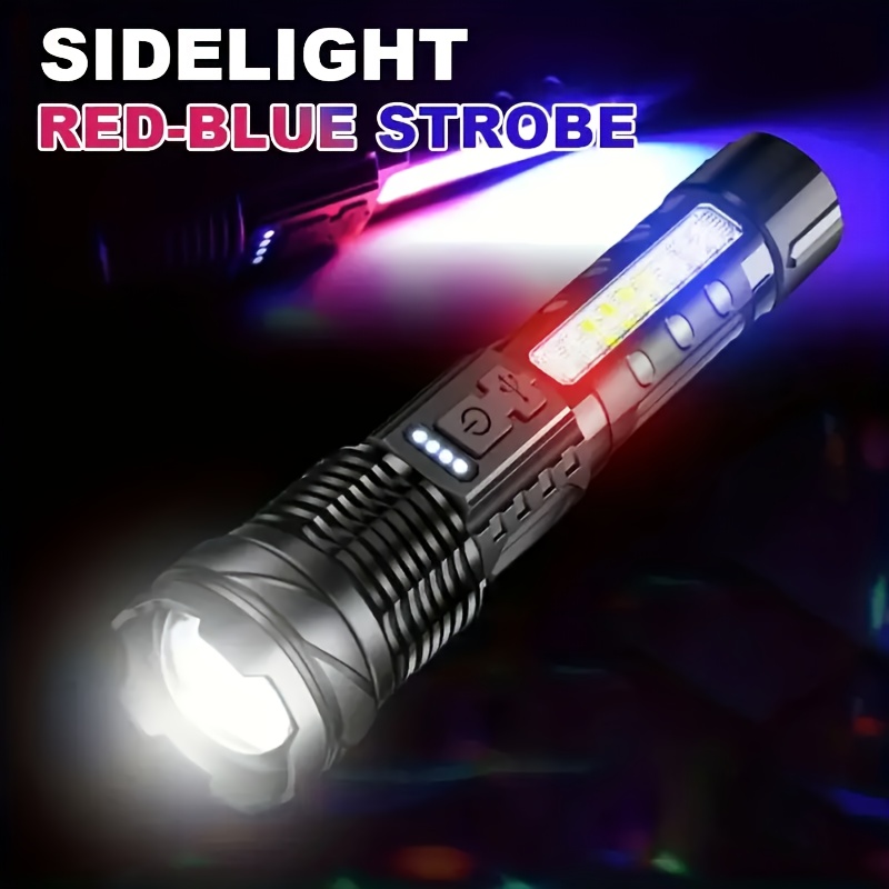 

2pcs Portable Led Flashlights - Usb Rechargeable, Polished , Ideal For Camping &