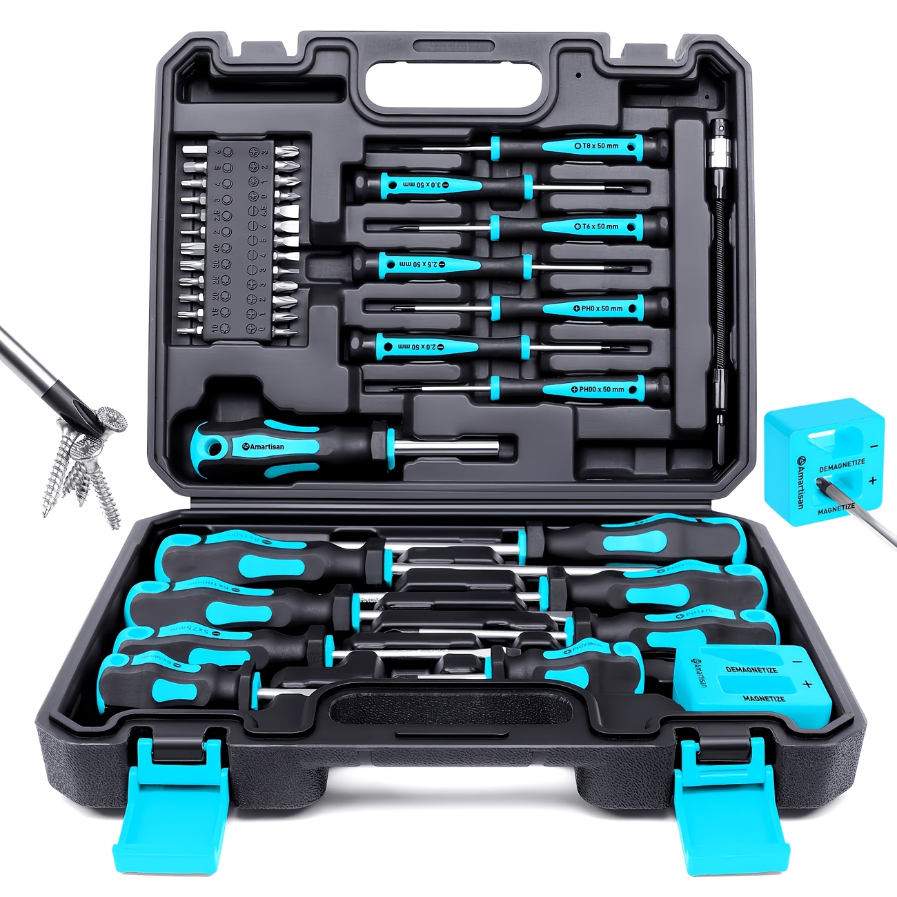 TEMU Homefish 43pcs Blue Screwdriver Tool Kit Set With Bonus Accessories, Portable Hard Storage Tool Case, Chrome Vanadium Steel Hand Tools,