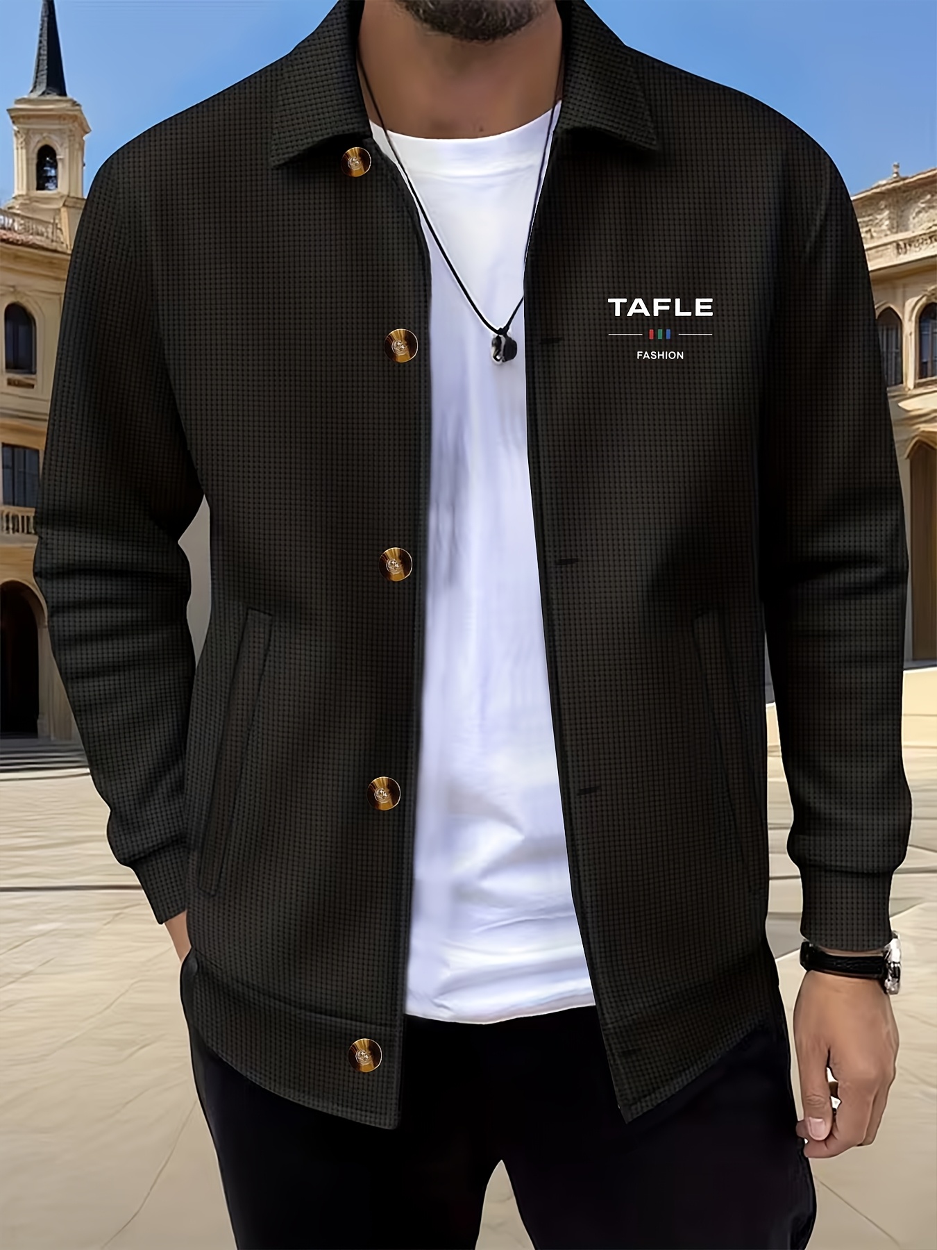   obm 2026 spring summer new lapel jacket trendy mens   button   simple waffle knit outerwear high end light luxury