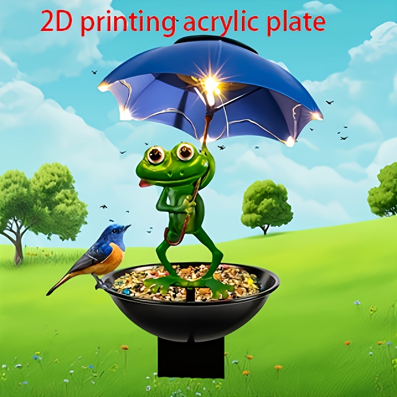 

Frog With Umbrella Acrylic Garden Stake - 2d Printed, No-power Needed, Ideal For Outdoor Lawn & Decorations