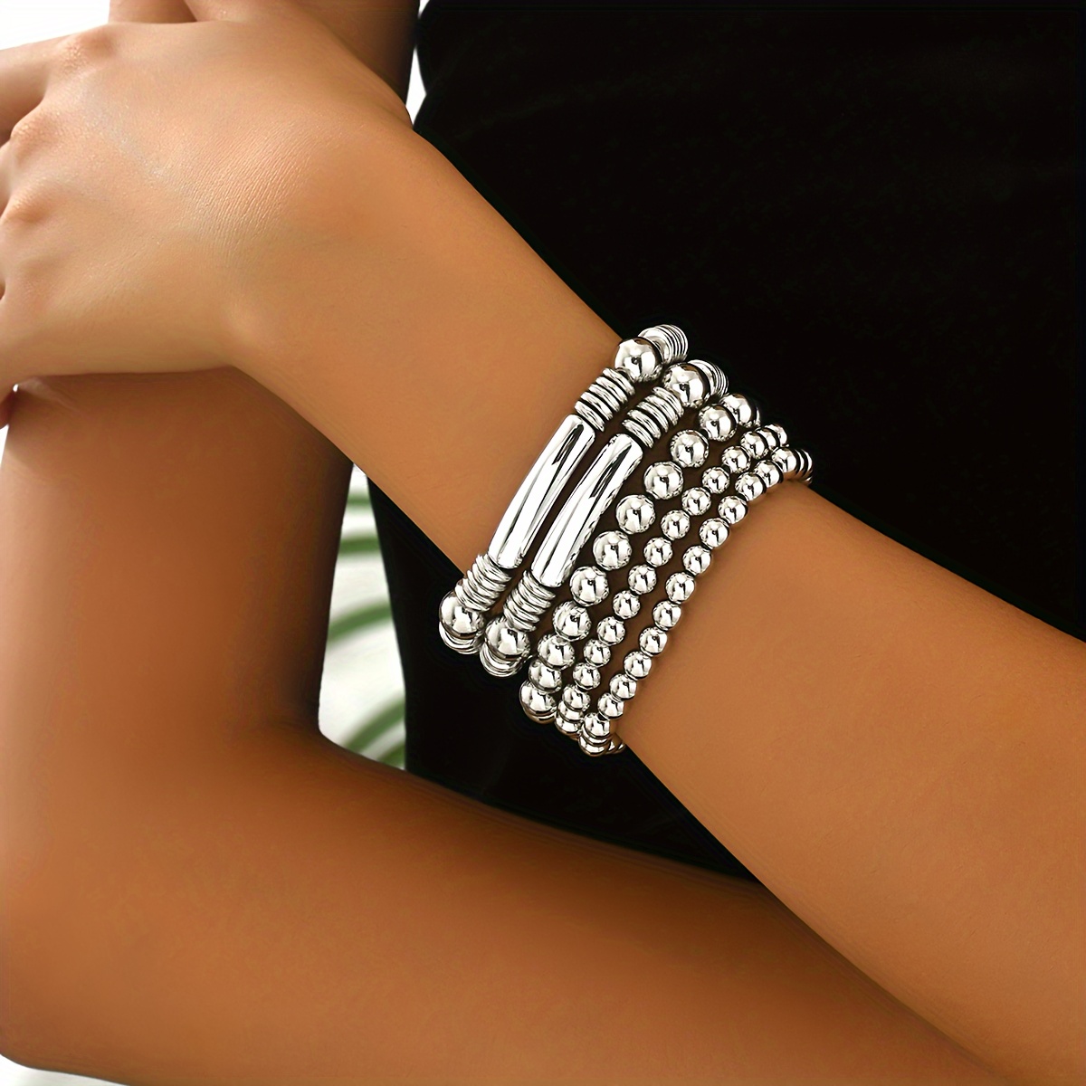 

5pcs Metal Decorated Bracelet, , And Women's Bracelets