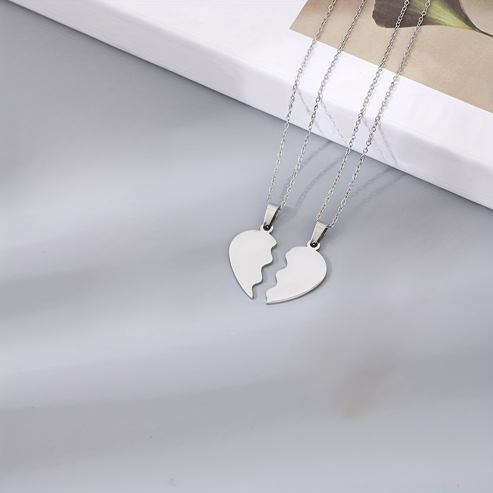 TEMU 2 Custom Couple Fashion Necklaces - Personalized Engraved Keepsake Photo, Supports Pictures, Text, Birthdays, Durable Waterproof Stainless - An