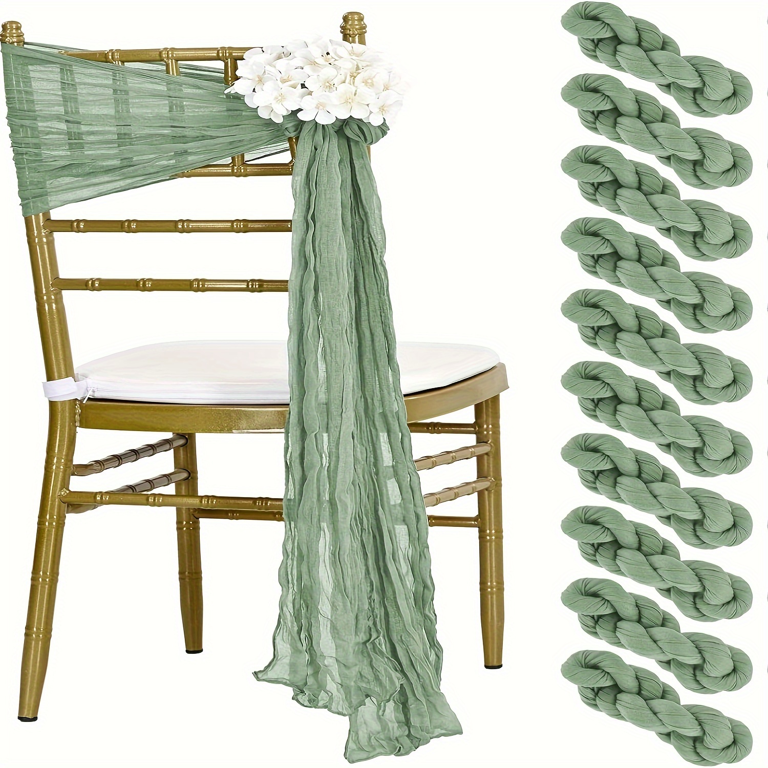 E-shop 10er-Set 40*275 cm Grobe Stuhlschleifen, Hochzeitsdeko Stuhlschleifen Design, Universelle Stuhlbezüge Stuhlschleifen, geeignet für Weihnachten,