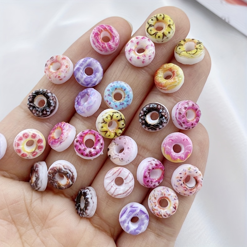 

30/60pcs Charms d'Art d'Ongle Donut en Résine 3D DIY Appliqués de Strass à Dos Plat pour Ongles en Crème - Décoration de de Mariage DIY