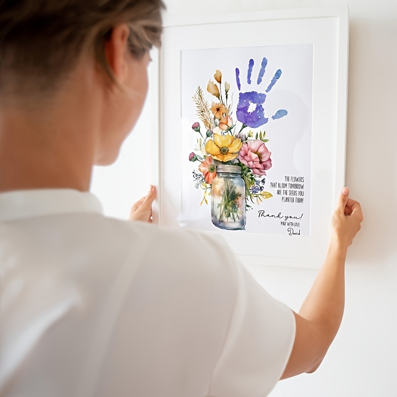 teacher appreciation handprint art gift vibrant cartoon Temu