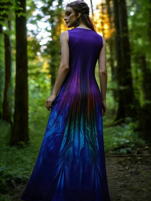 retro keltischer knoten farbverlauf kunst spaghetti träger kleid | elegantes, figurbetontes design, ohne kragen, für erwachsene, ideal für frühling/sommer