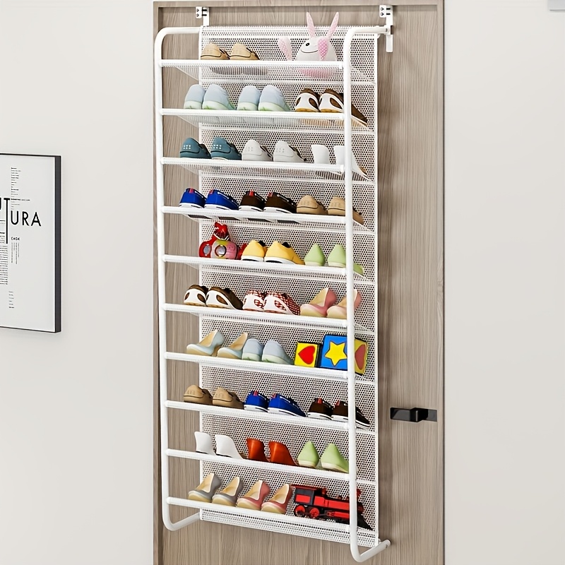 TEMU Shoe Rack Behind The Door, Narrow Closet Shoe Storage, Hidden Shoe Organizer For Small Spaces, Tall Shoes Cabinet For Wall Behind Door, Hanging Wire Shoe Rack, Over The Door Shoe Rack